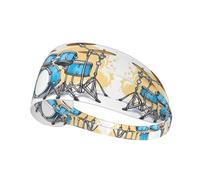 Elastic Sports Headband Hairband YYHWHJDE Cartoon Drummer Knock Pattern Soft, Breathable, Quick-Dry