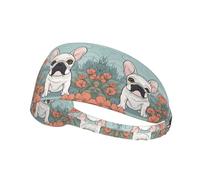 Elastic Sports Headband Hairband YYHWHJDE Cartoon French Bulldog Pattern Soft, Breathable, Quick-Dry