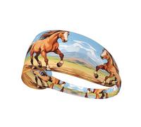 Elastic Sports Headband Hairband YYHWHJDE cartoon Horse Pattern Soft, Breathable, Quick-Dry