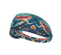 Elastic Sports Headband Hairband YYHWHJDE Cartoon Mermaid Picture Soft, Breathable, Quick-Dry