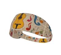 Elastic Sports Headband Hairband YYHWHJDE Cartoon Music Symbols Pattern Quick Drying, Moisture Wicking