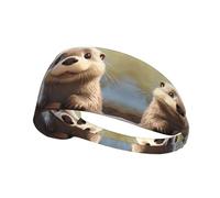 Elastic Sports Headband Hairband YYHWHJDE Cartoon Otter Pattern Soft, Breathable, Quick-Dry