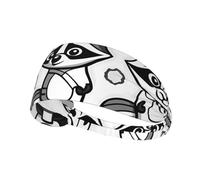 Elastic Sports Headband Hairband YYHWHJDE Cartoon raccoon Pattern Quick Drying, Moisture Wicking