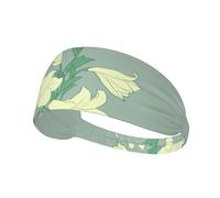 Elastic Sports Headband Hairband YYHWHJDE Cartoon white lilies Pattern Quick Drying, Moisture Wicking