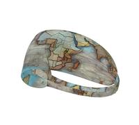 Elastic Sports Headband Hairband YYHWHJDE Cartoon world map Pattern Soft, Breathable, Quick-Dry