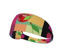 Elastic Sports Headband Hairband YYHWHJDE Cherry on Colored Squares Prints Athletic Band for Women, Men