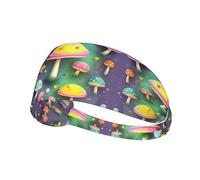Elastic Sports Headband Hairband YYHWHJDE Colorful Dream Mushroom Pattern Soft, Breathable, Quick-Dry