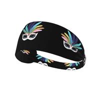 Elastic Sports Headband Hairband YYHWHJDE Colorful feather mask Pattern Quick Drying, Moisture Wicking