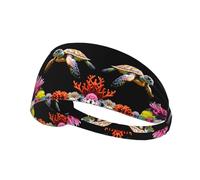 Elastic Sports Headband Hairband YYHWHJDE Coral Bottom sea Turtle Pattern Spandex, Soft, Breathable, Quick-Dry