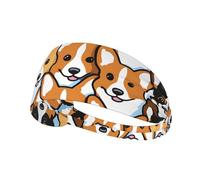 Elastic Sports Headband Hairband YYHWHJDE Corgi Pattern Pattern Soft, Breathable, Quick-Dry