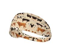 Elastic Sports Headband Hairband YYHWHJDE Cow Collection Prints Athletic Band for Women, Men