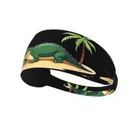Elastic Sports Headband Hairband YYHWHJDE Crocodile on the beach Picture Soft, Breathable, Quick-Dry