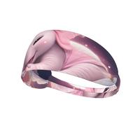 Elastic Sports Headband Hairband YYHWHJDE Cute Baby Elephant Sleeping Pink Moon Pattern Soft, Breathable, Quick-Dry