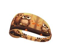 Elastic Sports Headband Hairband YYHWHJDE Cute Brown Cartoon Owls Pattern Quick Drying, Moisture Wicking