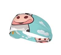 Elastic Sports Headband Hairband YYHWHJDE Cute Cartoon Cow Picture Soft, Breathable, Quick-Dry