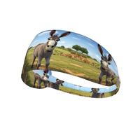 Elastic Sports Headband Hairband YYHWHJDE Cute donkey Pattern Soft, Breathable, Quick-Dry