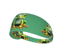 Elastic Sports Headband Hairband YYHWHJDE Cute Frog Pattern Soft, Breathable, Quick-Dry