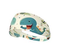 Elastic Sports Headband Hairband YYHWHJDE Cute little baby dinosaur Pattern Quick Drying, Moisture Wicking