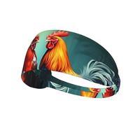 Elastic Sports Headband Hairband YYHWHJDE Cute Rooster Chickens Pattern Quick Drying, Moisture Wicking