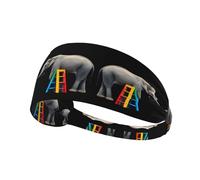 Elastic Sports Headband Hairband YYHWHJDE Elephant on colorful ladder Pattern Quick Drying, Moisture Wicking