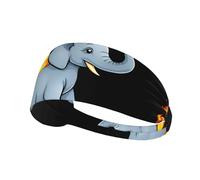 Elastic Sports Headband Hairband YYHWHJDE Elephant with flames on its head Picture Soft, Breathable, Quick-Dry