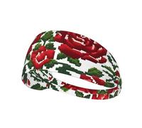 Elastic Sports Headband Hairband YYHWHJDE Embroidery Style Rose Pattern Soft, Breathable, Quick-Dry