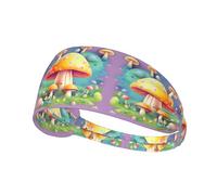 Elastic Sports Headband Hairband YYHWHJDE Fantasy Dream Mushroom Pattern Soft, Breathable, Quick-Dry