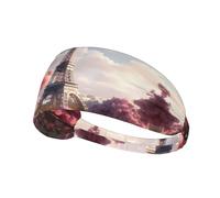 Elastic Sports Headband Hairband YYHWHJDE Flower Paris Eiffel Tower Pattern Soft, Breathable, Quick-Dry