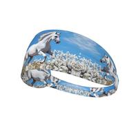 Elastic Sports Headband Hairband YYHWHJDE Flying Horse Prints Spandex, Soft, Breathable, Quick-Dry