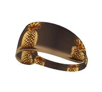 Elastic Sports Headband Hairband YYHWHJDE Gold Pineapple Pattern Soft, Breathable, Quick-Dry