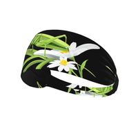 Elastic Sports Headband Hairband YYHWHJDE Grasshopper on Flower Prints Spandex, Soft, Breathable, Quick-Dry