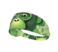 Elastic Sports Headband Hairband YYHWHJDE Green Clever Monkey Pattern Soft, Breathable, Quick-Dry