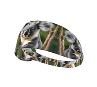 Elastic Sports Headband Hairband YYHWHJDE Green leaf koala Pattern Soft, Breathable, Quick-Dry