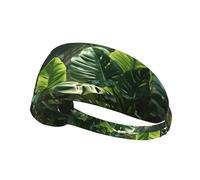 Elastic Sports Headband Hairband YYHWHJDE Green Tropical Jungle Plant Pattern Soft, Breathable, Quick-Dry