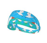 Elastic Sports Headband Hairband YYHWHJDE happy white goose Pattern Soft, Breathable, Quick-Dry