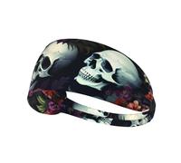 Elastic Sports Headband Hairband YYHWHJDE horrible dark skulls flowers pattern Pattern Quick Drying, Moisture Wicking