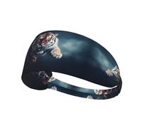 Elastic Sports Headband Hairband YYHWHJDE Leaping Tiger Prints Spandex, Soft, Breathable, Quick-Dry
