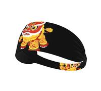Elastic Sports Headband Hairband YYHWHJDE Lion dance with a long history Pattern Quick Drying, Moisture Wicking