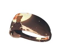 Elastic Sports Headband Hairband YYHWHJDE Little brown bear watching the moon Picture Soft, Breathable, Quick-Dry