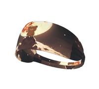 Elastic Sports Headband Hairband YYHWHJDE Little Brown Bear Watching The Moon Prints Athletic Band for Women, Men