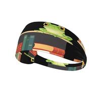 Elastic Sports Headband Hairband YYHWHJDE Little Frog on The Bookshelf Prints Athletic Band for Women, Men