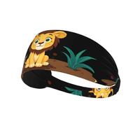 Elastic Sports Headband Hairband YYHWHJDE Little Lion Playing in The mud Prints Spandex, Soft, Breathable, Quick-Dry
