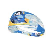 Elastic Sports Headband Hairband YYHWHJDE Little Penguin on a sled Prints Athletic Band for Women, Men