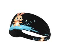 Elastic Sports Headband Hairband YYHWHJDE Little Rabbit Stepping into The Puddle Prints Spandex, Soft, Breathable, Quick-Dry