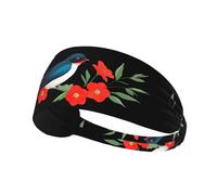 Elastic Sports Headband Hairband YYHWHJDE Little Swallow in Red Flower Picture Soft, Breathable, Quick-Dry