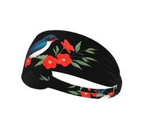 Elastic Sports Headband Hairband YYHWHJDE Little Swallow in Red Flower Prints Athletic Band for Women, Men