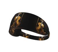 Elastic Sports Headband Hairband YYHWHJDE Luxurious Gold tones,Butterfly and cello Pattern Soft, Breathable, Quick-Dry