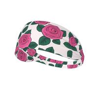 Elastic Sports Headband Hairband YYHWHJDE Many Beautiful Pink Roses Pattern Spandex, Soft, Breathable, Quick-Dry