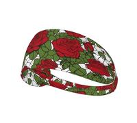 Elastic Sports Headband Hairband YYHWHJDE Many Cartoon Roses Pattern Spandex, Soft, Breathable, Quick-Dry