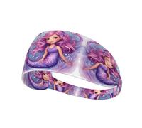 Elastic Sports Headband Hairband YYHWHJDE Mermaid Pink Purple Pattern Soft, Breathable, Quick-Dry